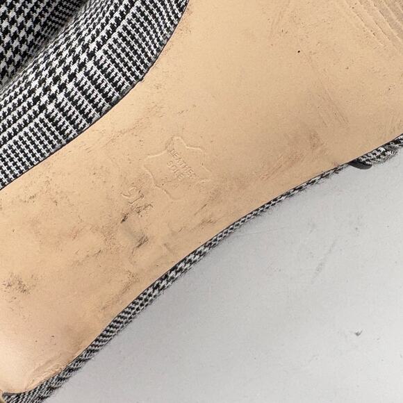 Talbots Houndstooth Peep Toe Heels 9 Black White Plaid Pumps Academia Prep - Picture 4 of 7